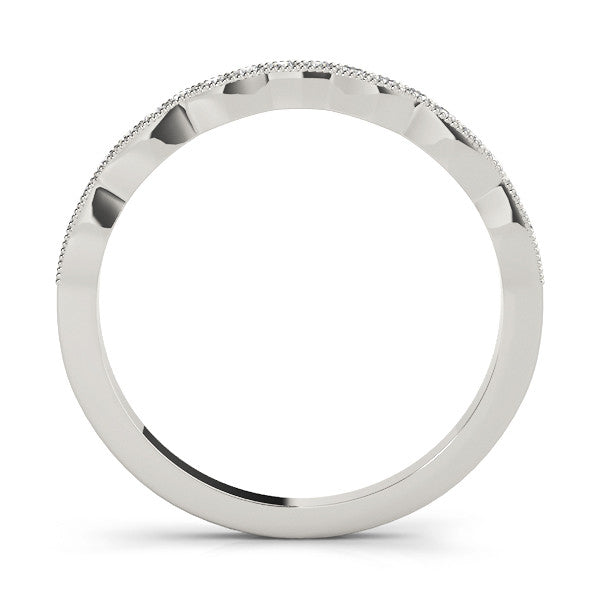 White gold Round Diamond Milgrain Pave Contour Band