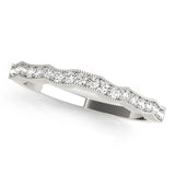 Platinum Round Diamond Milgrain Pave Contour Band