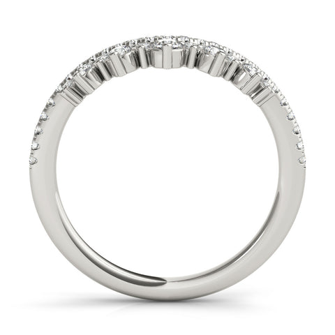 Platinum Round Diamond Pavé Contour Band with Prong Setting