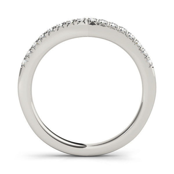 Platinum Round Diamond Pavé Curved Band with Shared Prong Setting 1