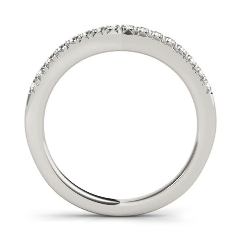 Platinum Round Diamond Pavé Curved Band with Shared Prong Setting 1