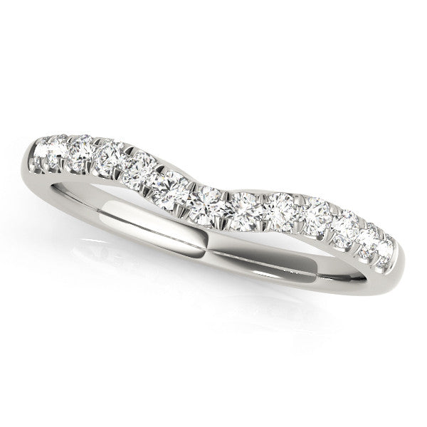 Platinum Round Diamond Pavé Curved Eternity Band with Shared Prong Setting
