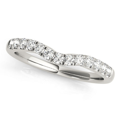Platinum Round Diamond Pavé Curved Eternity Band with Shared Prong Setting