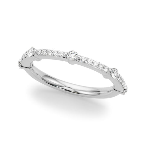 Platinum Round Diamond Pavé Eternity Band with Prong Setting