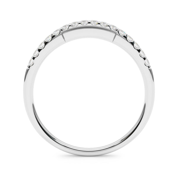 White gold Round Diamond Pavé Half-Eternity Band with Shared Prong Setting