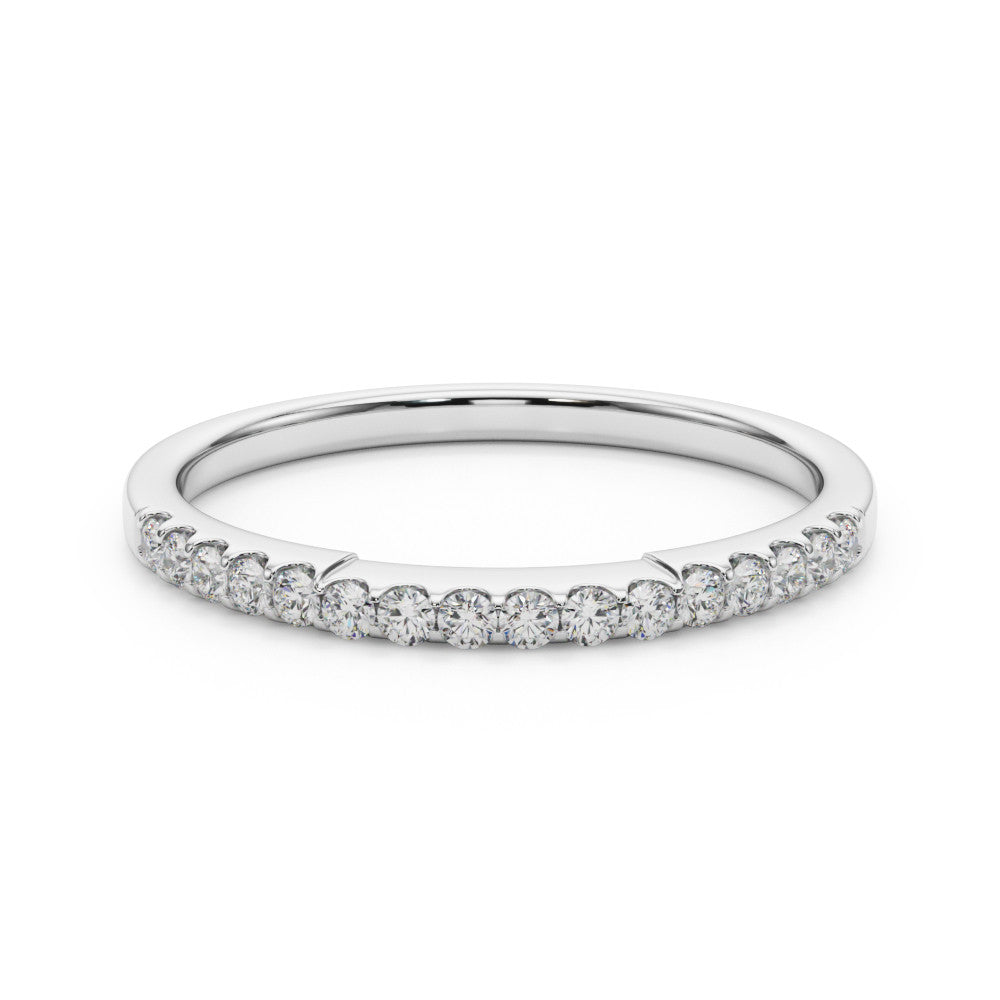 Platinum Round Diamond Pavé Half-Eternity Band with Shared Prong Setting