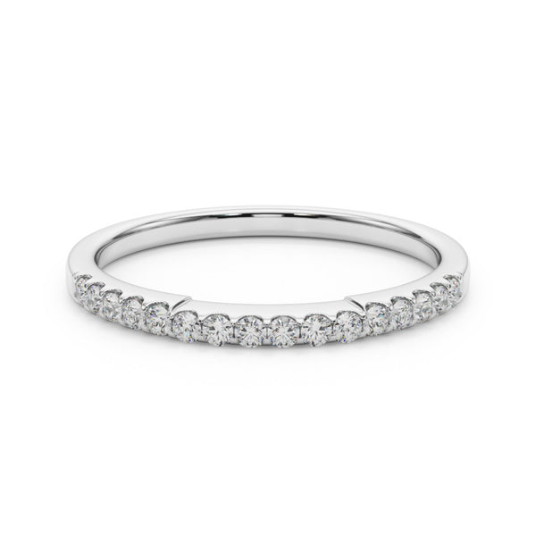 White gold Round Diamond Pavé Half-Eternity Band with Shared Prong Setting