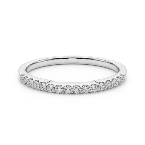 Platinum Round Diamond Pavé Half-Eternity Band with Shared Prong Setting