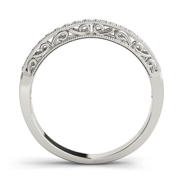 Platinum Round Diamond Pavé Milgrain White Gold Eternity Band 1