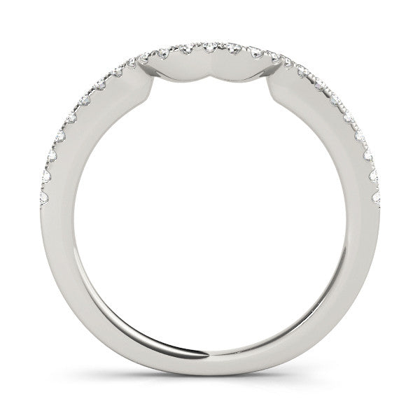 Platinum Round Diamond Pavé-Set Contoured Wedding Band 1