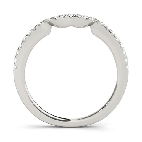Platinum Round Diamond Pavé-Set Contoured Wedding Band 1
