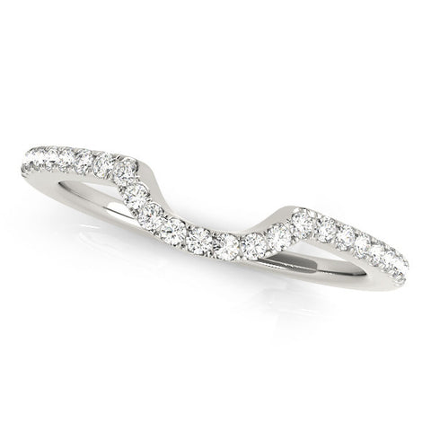 Platinum Round Diamond Pavé-Set Contoured Wedding Band