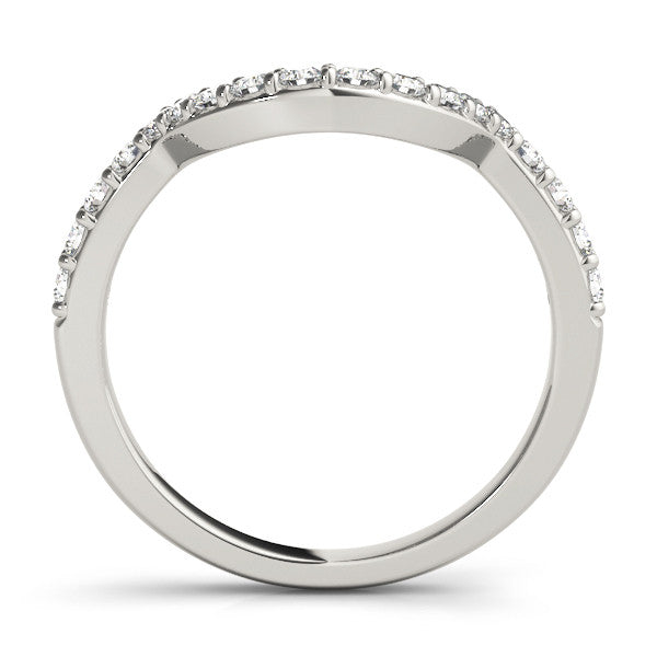 Platinum Round Diamond Pavé Set Curved Band with U-Prong Setting 1