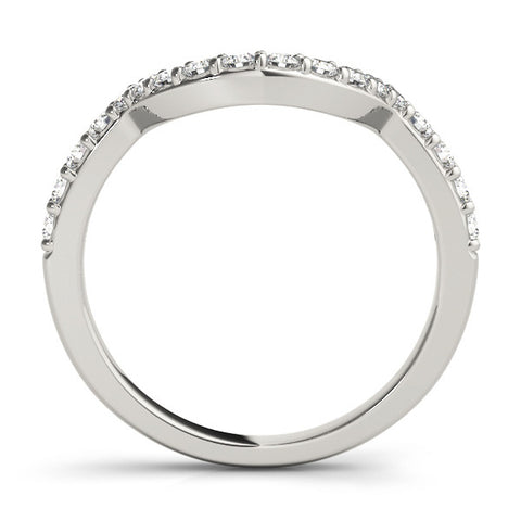 Platinum Round Diamond Pavé Set Curved Band with U-Prong Setting 1