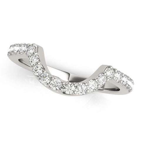 Platinum Round Diamond Pavé Set Curved Band with U-Prong Setting