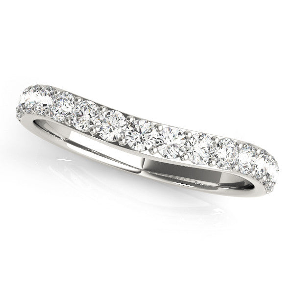 Platinum Round Diamond Pavé Set Curved Eternity Band