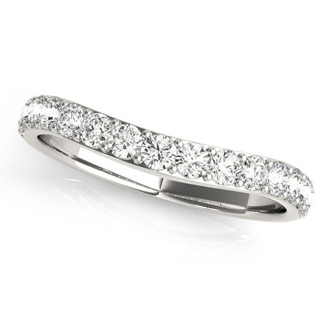 Platinum Round Diamond Pavé Set Curved Eternity Band