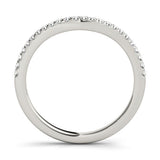 10K White Gold Round Diamond Pavé Set Curved Wedding Band