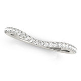10K White Gold Round Diamond Pavé Set Curved Wedding Band