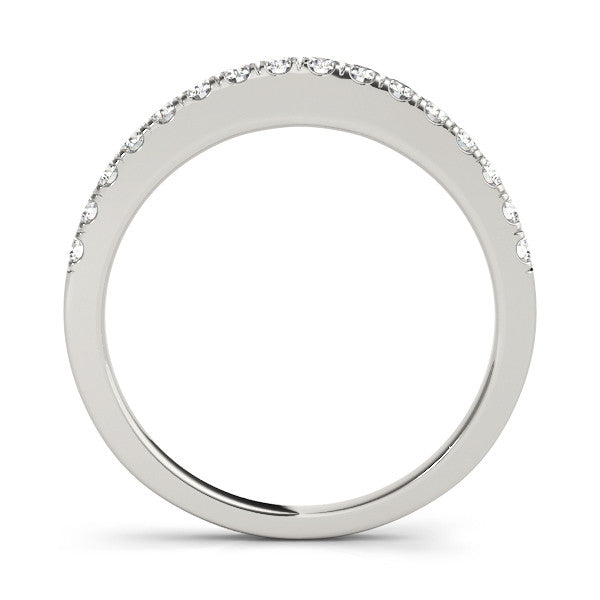 Platinum Round Diamond Pavé Set Eternity Band with Shared Prong Setting