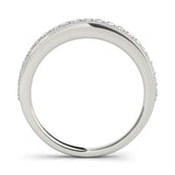 Platinum Round Diamond Pavé Set Milgrain Wedding Band 1