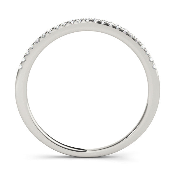 Platinum Round Diamond Pavé Set Slim Band with Micro Prong Setting