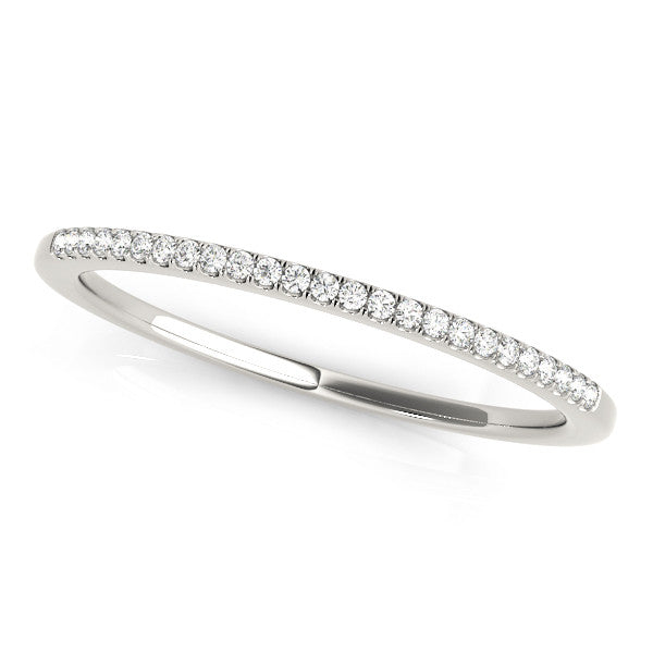 White gold Round Diamond Pavé Set Slim Band with Shared Prong Setting