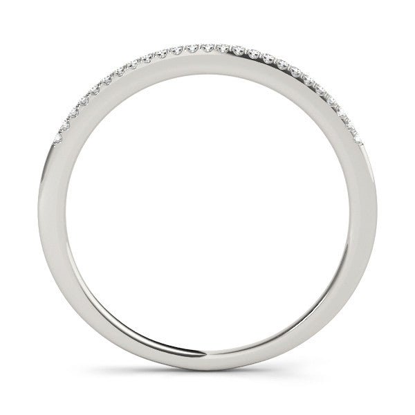 White gold Round Diamond Pavé Set Slim Band with Shared Prong Setting