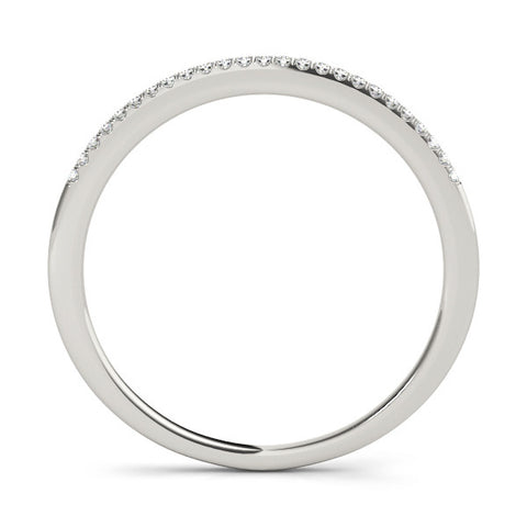 Platinum Round Diamond Pavé Set Slim Band with Shared Prong Setting