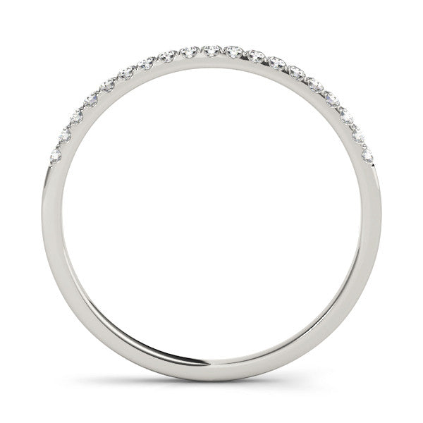 10K White Gold Round Diamond Pavé Set Thin Band