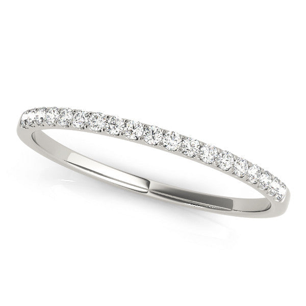 10K White Gold Round Diamond Pavé Set Thin Band