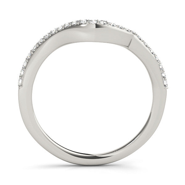 Platinum Round Diamond Pavé Twist Band with Shared Prong Setting 1