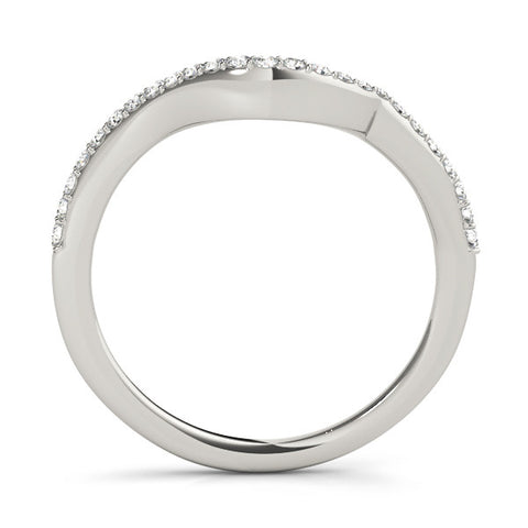 Platinum Round Diamond Pavé Twist Band with Shared Prong Setting 1