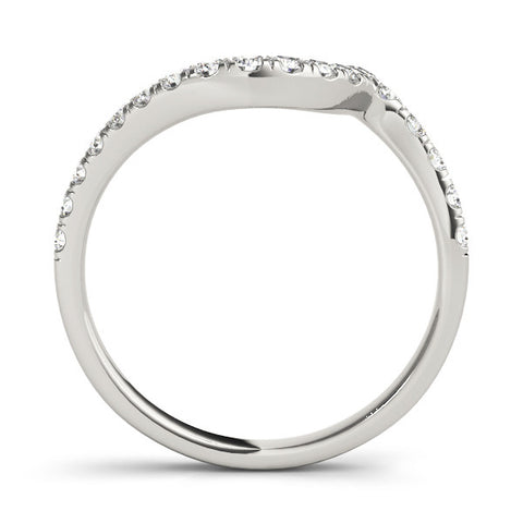 Platinum Round Diamond Pavé V-Shaped Contour Band with Shared Prong Setting 1