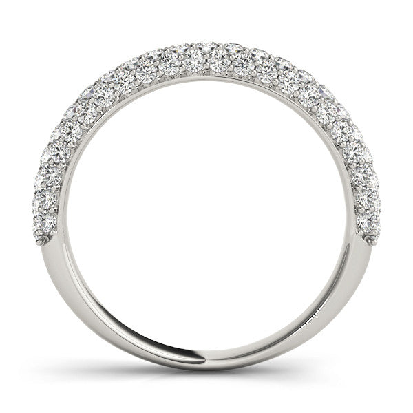 Silver Round Diamond Pave Eternity Band with Shared Prong Setting