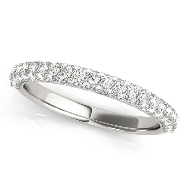 Silver Round Diamond Pave Eternity Band with Shared Prong Setting