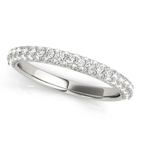 Platinum Round Diamond Pave Eternity Band with Shared Prong Setting