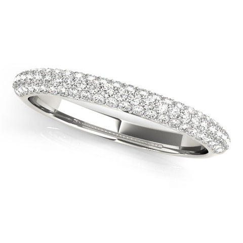 Platinum Round Diamond Pave Set Eternity Band with Shared Prong Setting