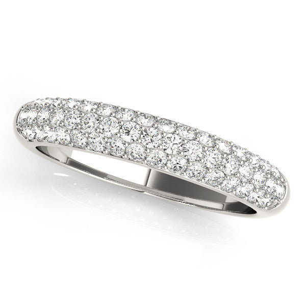 Platinum Round Diamond Pave Set White Gold Eternity Band