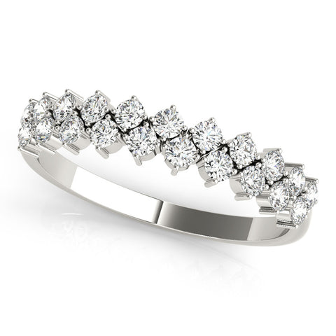 Platinum Round Diamond Prong Set Chevron Band 1