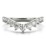 Platinum Round Diamond Prong Set White Gold Curved Band 2