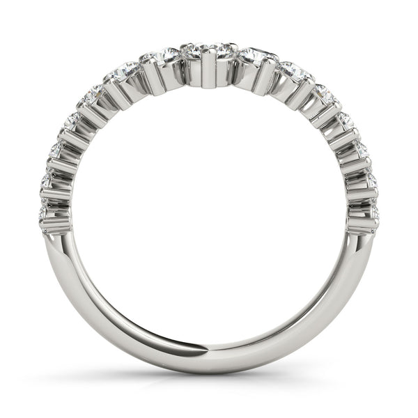 White gold Round Diamond Prong Set White Gold Curved Band