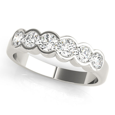 Platinum Round Diamond Scalloped Bezel Set Eternity Band