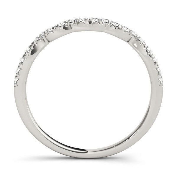 Platinum Round Diamond Scalloped Pavé Wedding Band with Shared Prong Setting 1