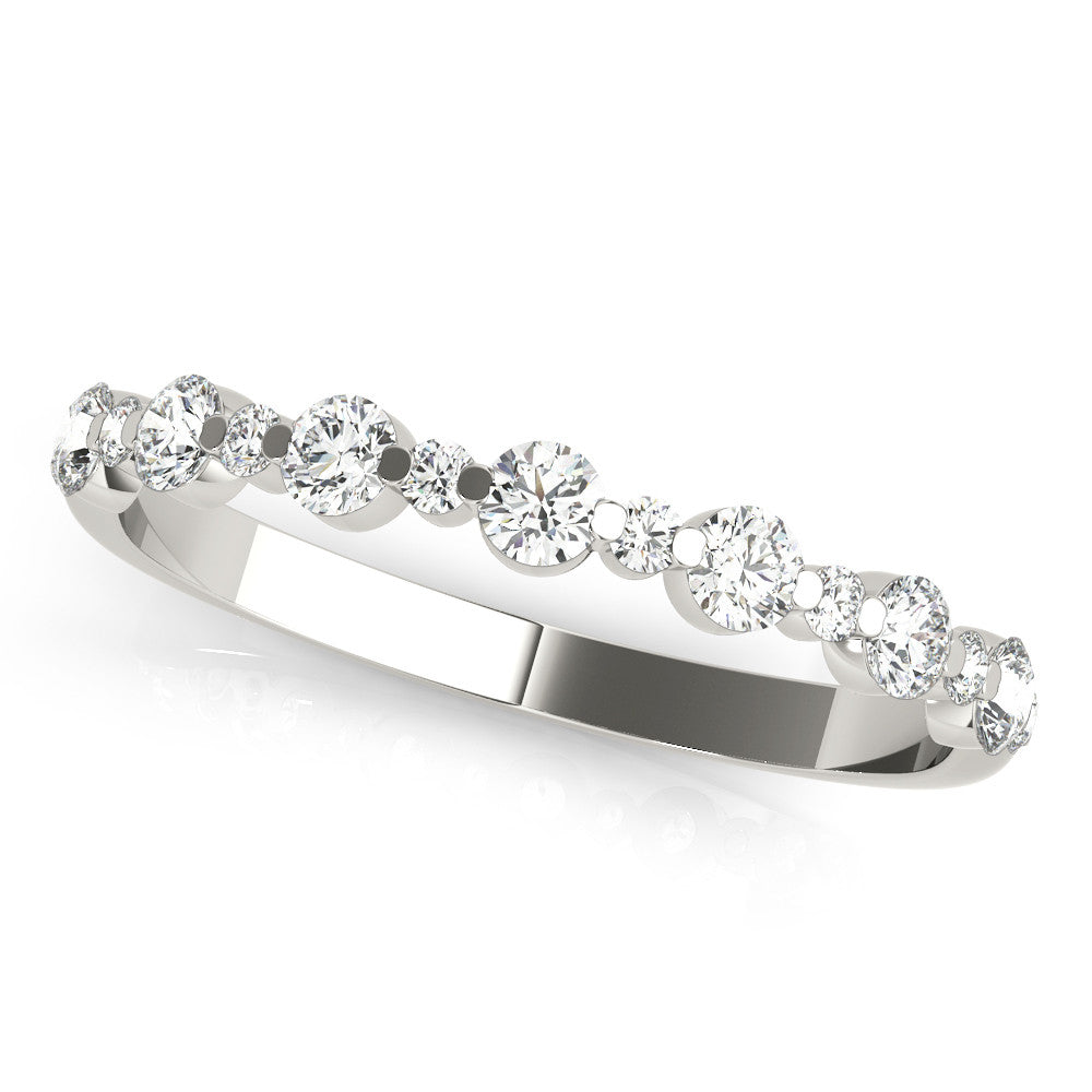 14K White Gold Round Diamond Scalloped Prong Set Eternity Band