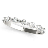 14K White Gold Round Diamond Scalloped Prong Set Eternity Band