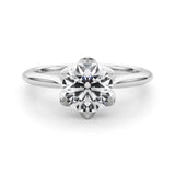 Platinum Round Diamond Solitaire Ring with Classic Band and Six-Prong Setting 1