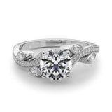 Platinum Round Diamond Swirl Band with Prong Setting 1