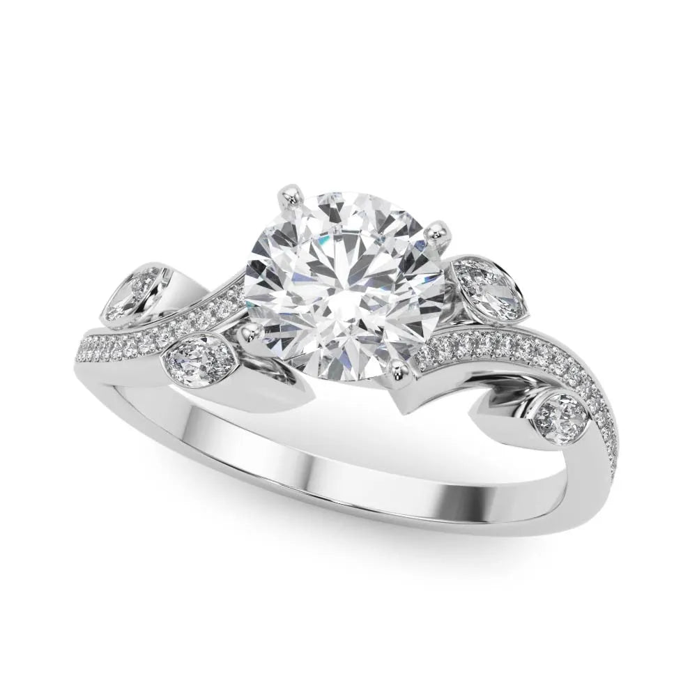 Platinum Round Diamond Swirl Band with Prong Setting