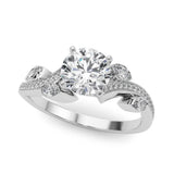 Platinum Round Diamond Swirl Band with Prong Setting